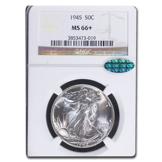 1945 Walking Liberty Half Dollar MS-66+ NGC CAC 1945 Walking Liberty Half Dollar MS-66+ NGC CAC
